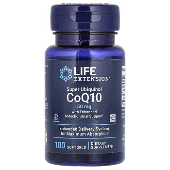 Life Extension Super Ubiquinol CoQ10 50 мг with Enhanced Mitochondrial Support 100 капсул