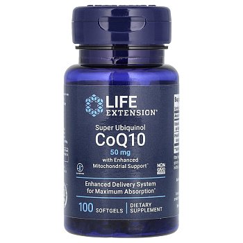 Life Extension Super Ubiquinol CoQ10 50 мг with Enhanced Mitochondrial Support 100 капсул