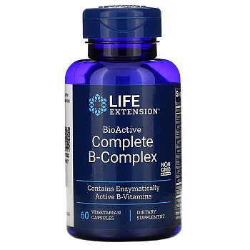 Life Extension, полный биоактивный комплекс витаминов группы B, 60  капсул